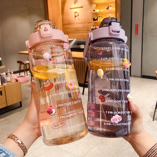 2L jumbo Water Bottles pastel Sports tumbler Transparent with straw