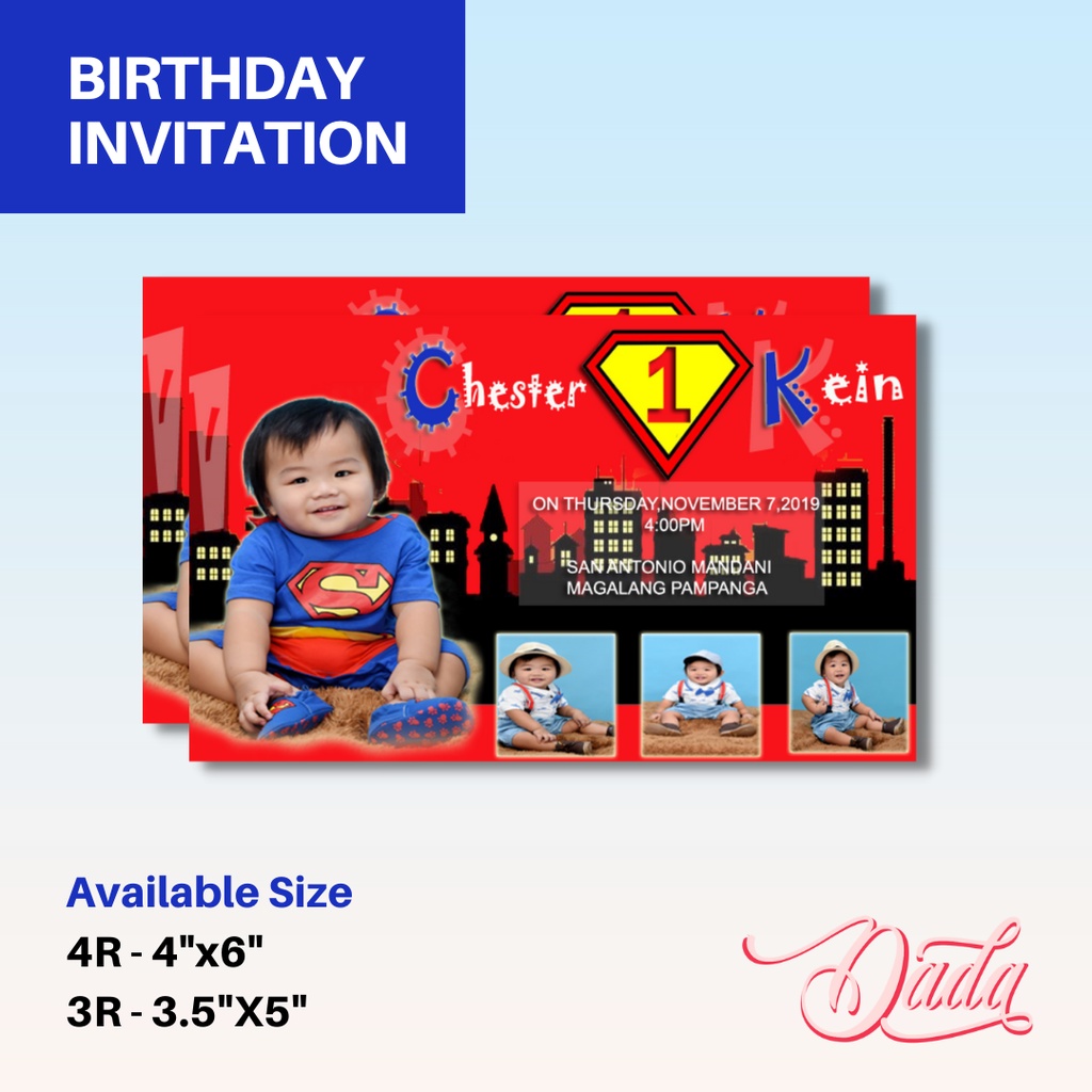 1ST BIRTHDAY INVITATION HIM (PREMIUM PAPER) Shopee Philippines
