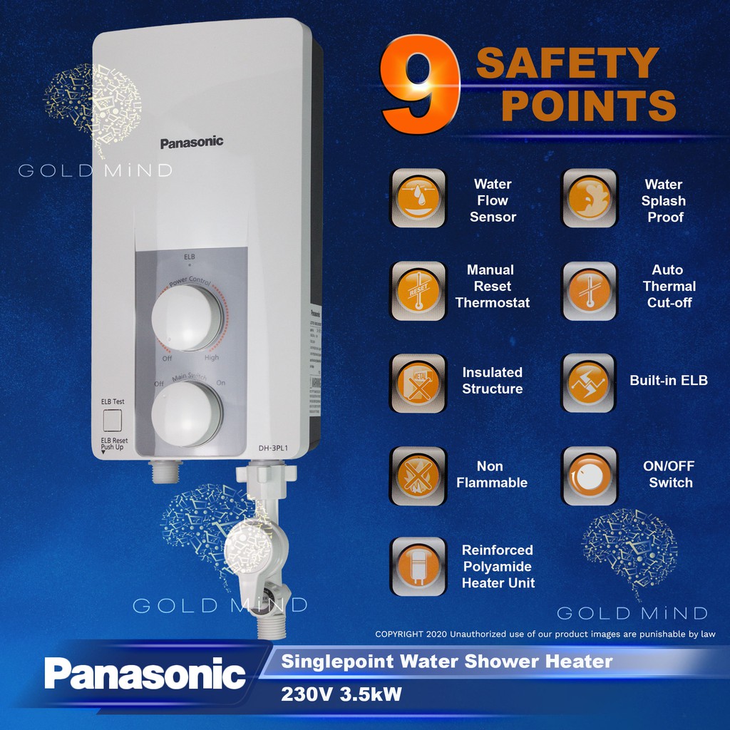 Panasonic Shower Water Heater Single Point DH3JL2P / DH3PL1 Yellow