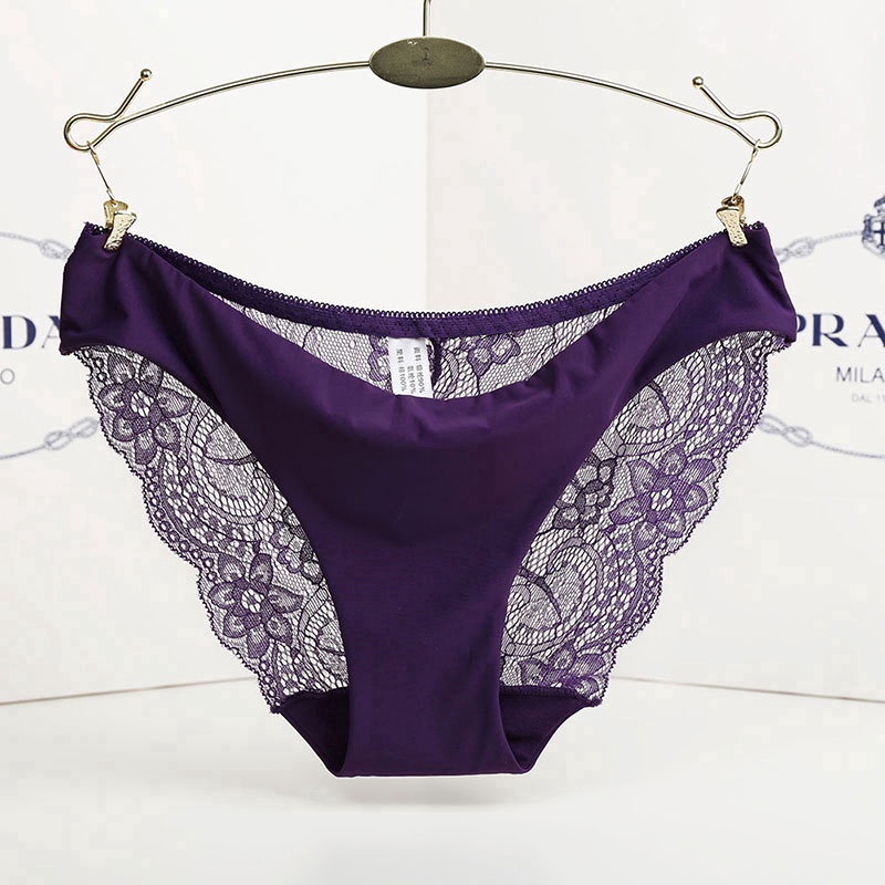 Women Panties Sexy Lace Briefs Seamless Lingerie Transparent S-XXL Plus ...