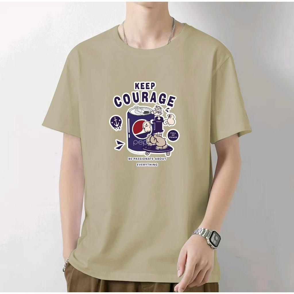 T Shirt Korean Style Men 2026.Korean fashion Mens Round Neck Tshirt Printed T-shirt summer Cotton ...