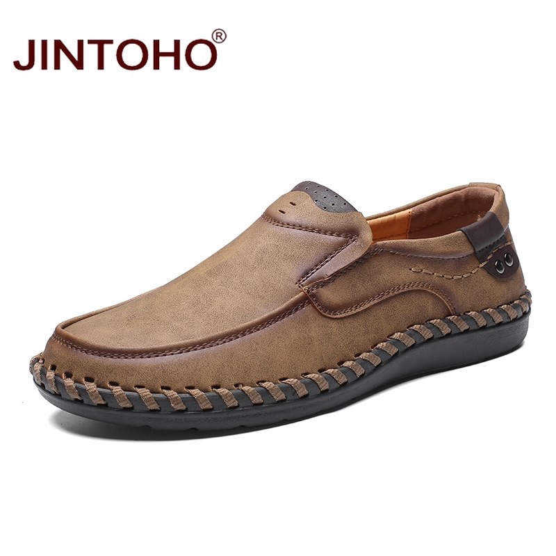 Male Casual Leather Shoes Slip On Genuine Leather Shoes For Men New 