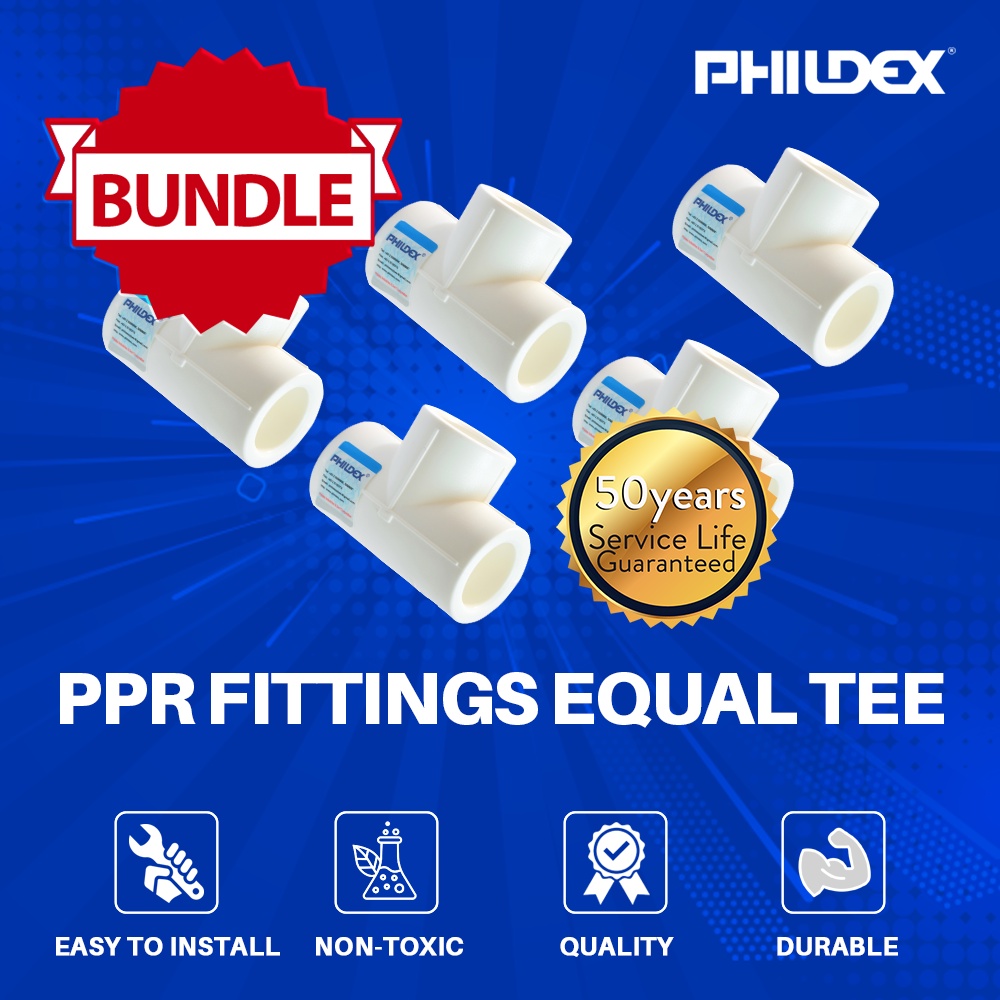 Phildex PPR Fittings Equal Tee 20mm - 5 PCS | Shopee Philippines
