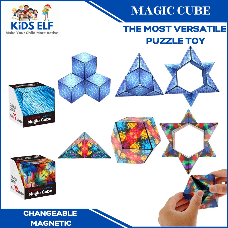 3D Magic Cube Magnet Fidget Toy Transforms Into 72 Shapes Kiub Rubik ...