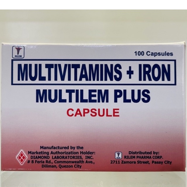 MULTILEM PLUS 100 CAPSULES (Multivitamins + Iron) Shopee Philippines