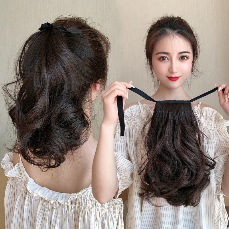 Fake ponytail wig female invisible naturally horsehair wig synthesis hair extensions curly wavy