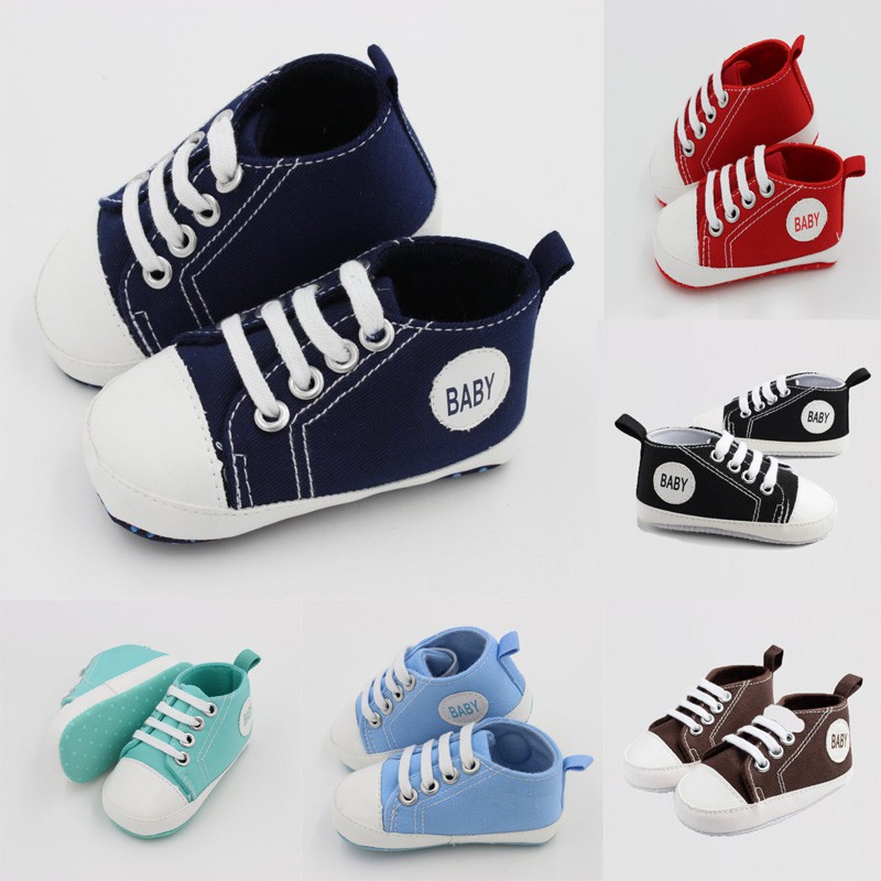 Baby Boys Girls Soft Canvas Soled Prewalker Shoes For Kids Toddler