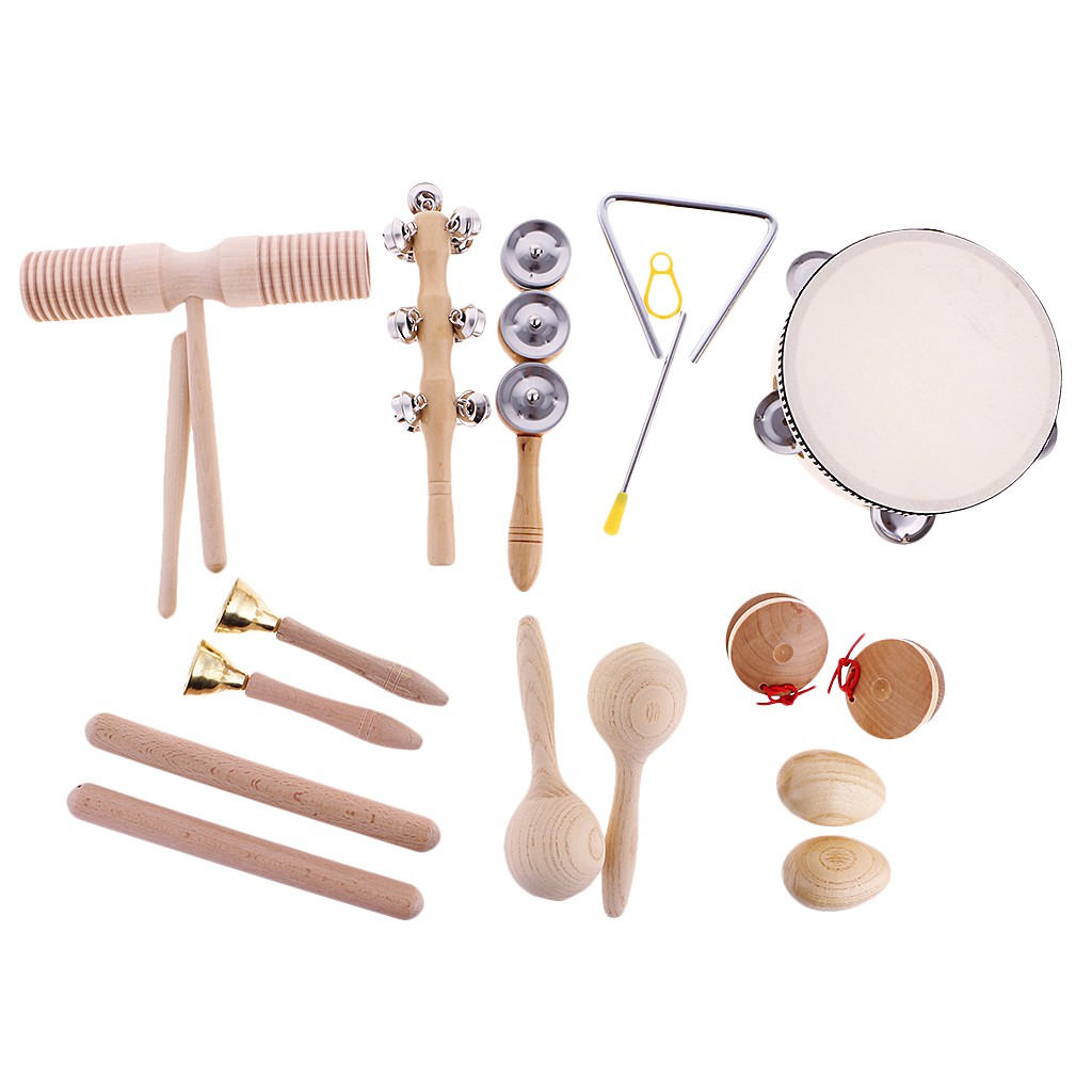 Set Hand Percussion Tambourine Bell Maraca Handbell Baby Rhythm ...