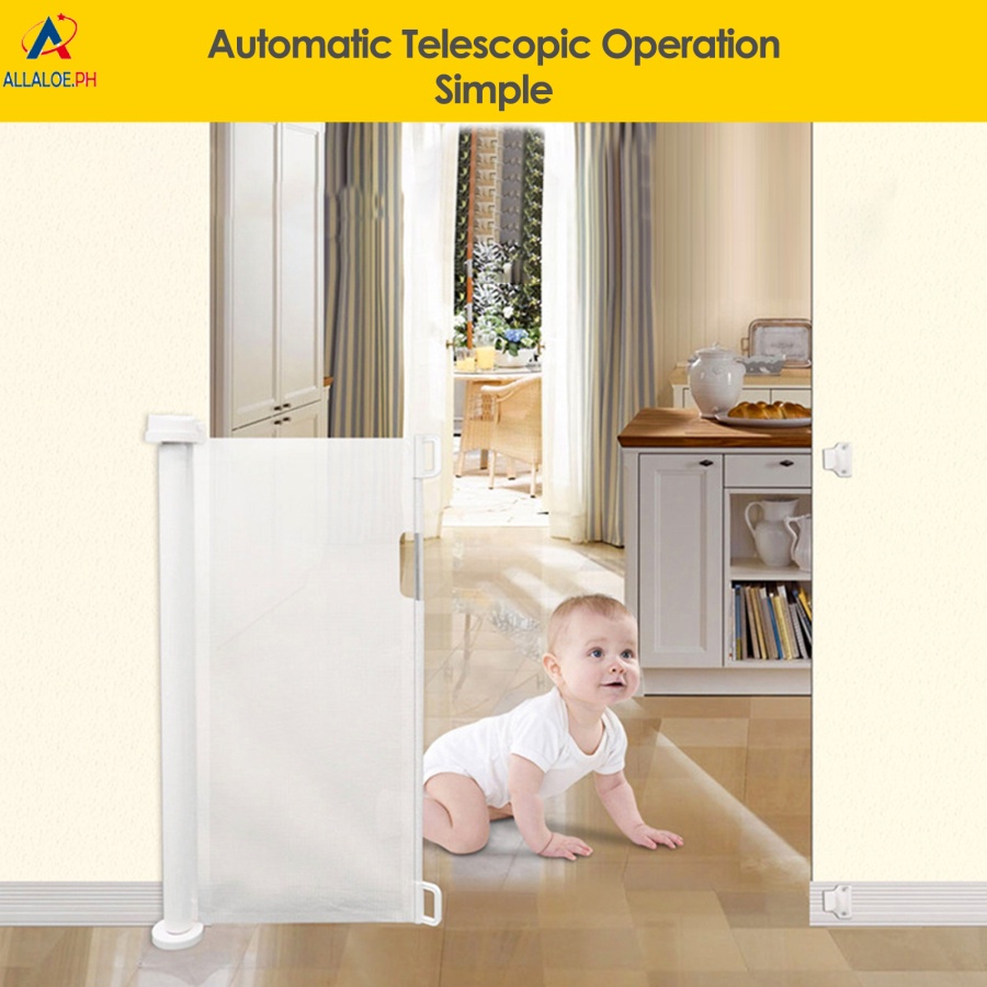 ALLALOE Retractable baby mesh safety gate, baby retractable safety gate for stairs, hallways