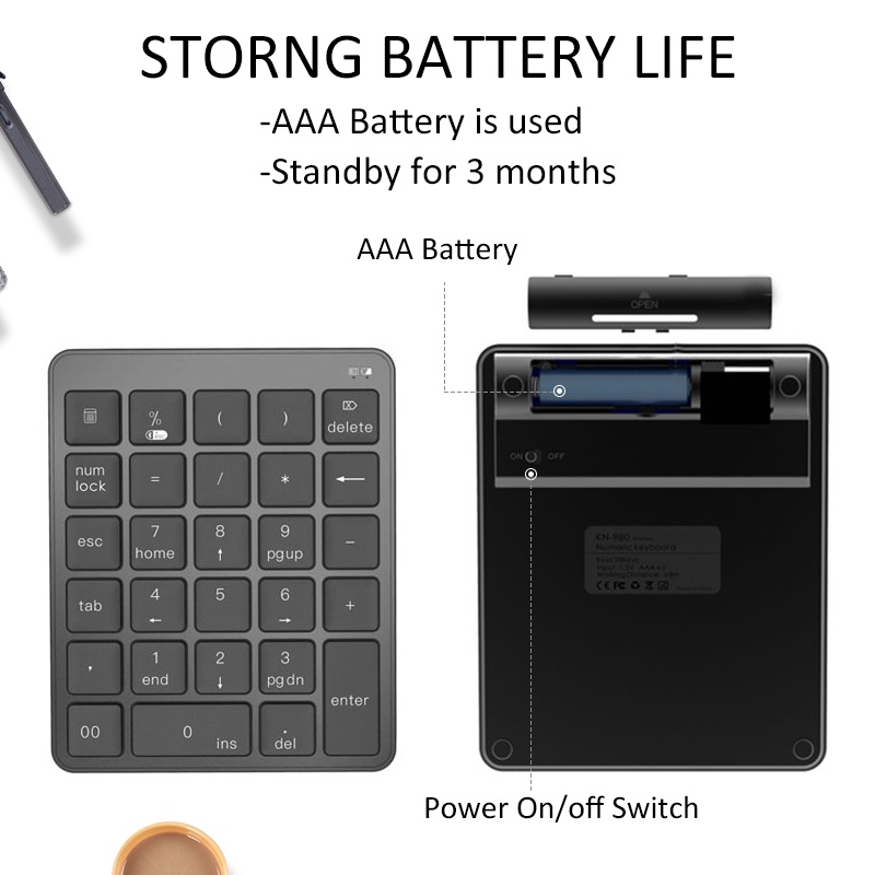 Numeric Keypad Wireless Keyboard Bluetooth 2.4G Teclado Numpad Slim Protable Big Keycap for