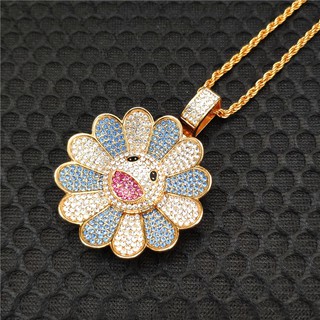  RMYSUM Sunflower Colorful Petal Smiley Face Necklace Rotatable  Hip Hop Pendant Necklace Takashi Murakami(Rotatable,23.6 inches), Gold  Color, Standard: Clothing, Shoes & Jewelry