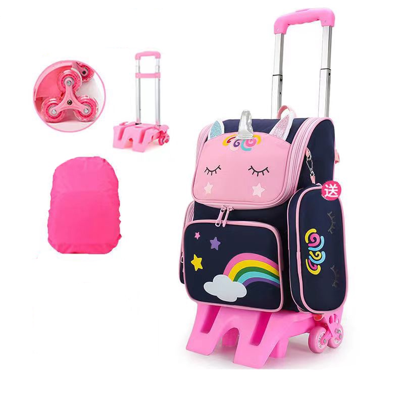 HTgroce Trolley School Bag With Wheels Unicorn Trolley For Girls, School Bag Girls Unicorn Includes Lunch Bag And Pencil Case School Gift For Girls Backpack Trolly - View #8