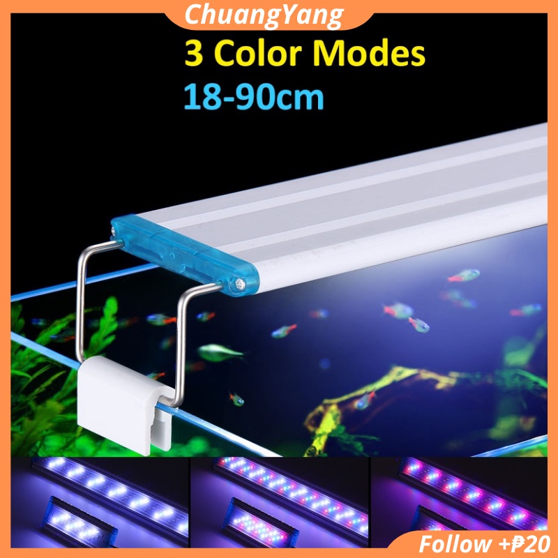 CHUANGYANG Aquarium Light Tri Color Lamp Fish Tank Full Spectrum Lights Led Waterproof Shopee