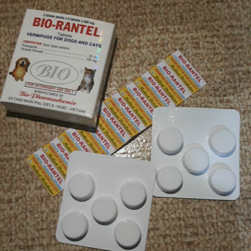 BIO-RANTEL 5 Tablets (1 blister pack) (Dewormer for Dogs and Cats ...