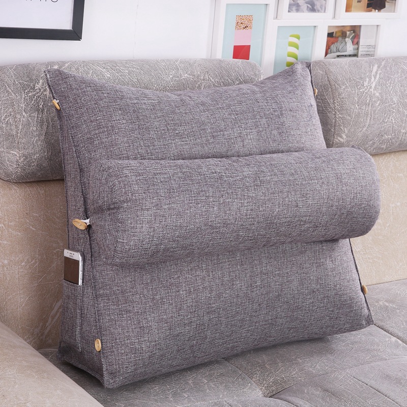 Big Triangle Sofa Cushion Back Pillow Bed Office Chair Backrest Pillow  Support Waist Cushion - Main Image