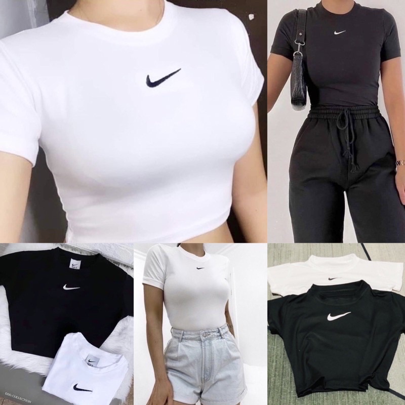 Siwore Graphic Basic Crop top Black & White (S-M) | Shopee Philippines