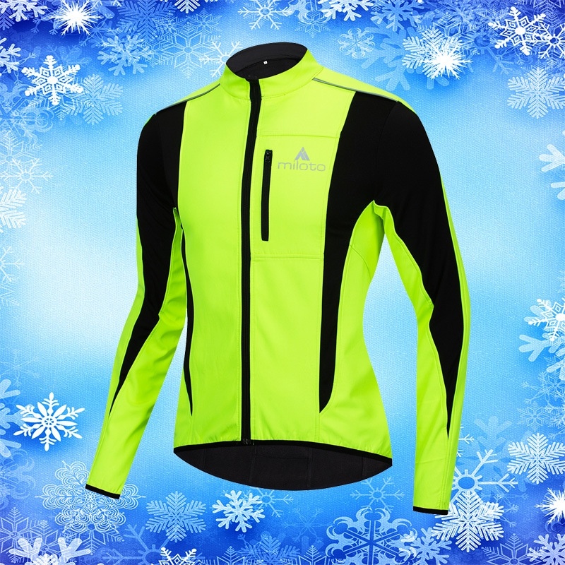 Winter Windproof fleece jacket warm fit cloth long sleeve cycling top 