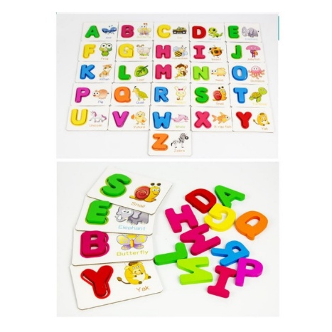 Baby Alphabet Flash Card Wooden ABC Letters Puzzle Set Preschool ...