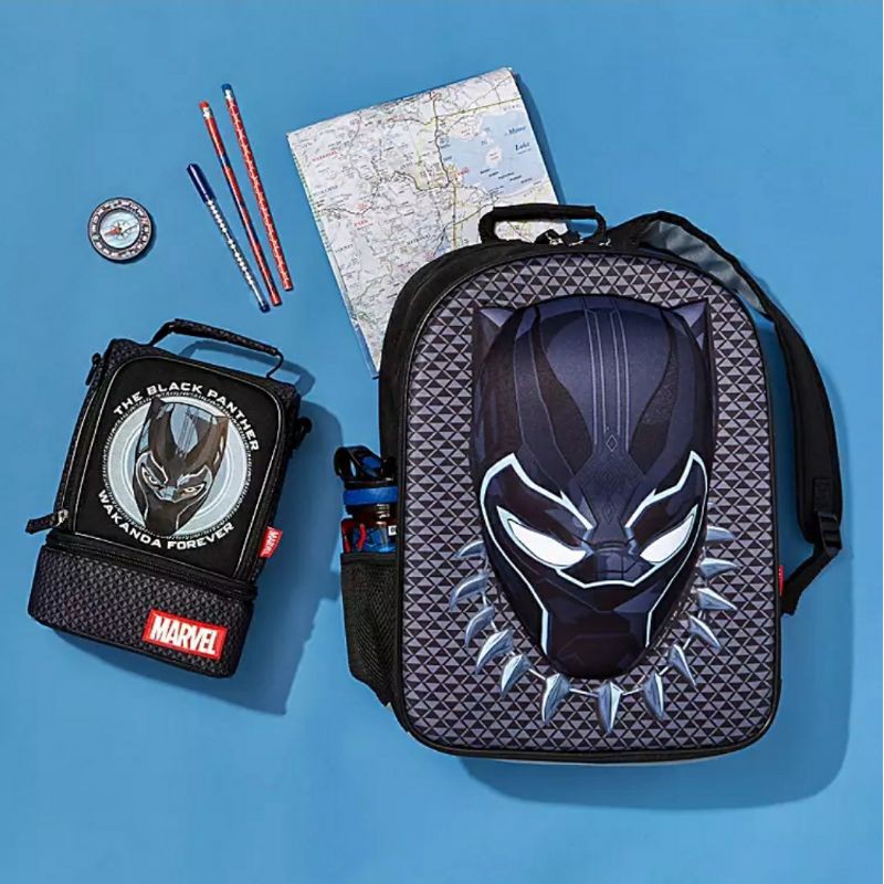 Black panther bookbag with lunch outlet box