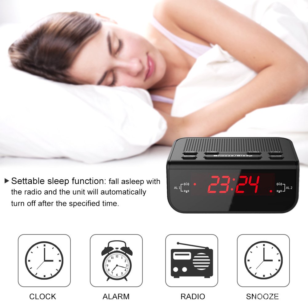 Compact Digital Alarm Clock With AM/FM Radio Sleep Timer VCJN Shopee