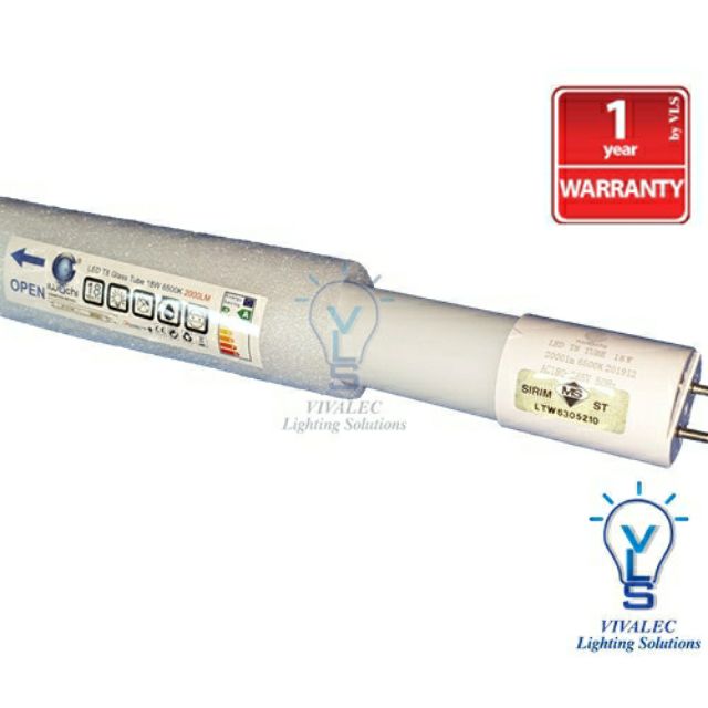 IWACHI LED T8 18W 6500K 4Ft Daylight Tube (30Pcs per Box) for Car Park