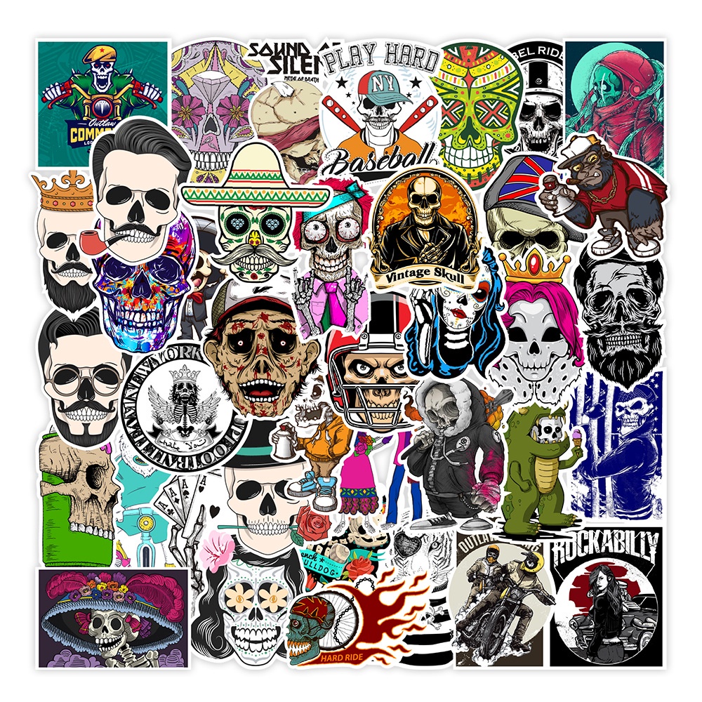 Mollystore Skull waterproof vinyl stickers (100 pcs / pack) | Shopee ...