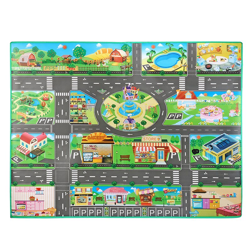 Baby Play Mat City Traffic Road Map Mat Carpet City Car Parking Lot ...