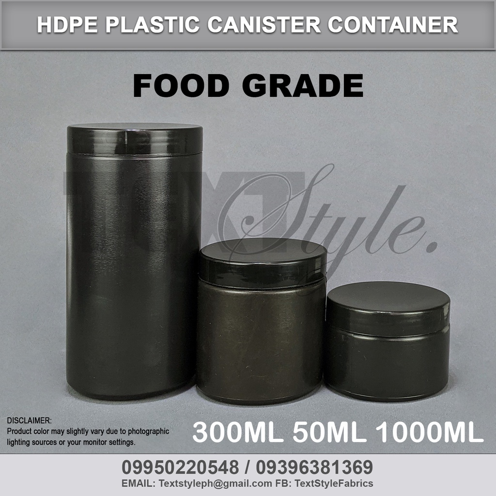 Textstyle Black HDPE Plastic Container Canister Black Storage Canister   Afadff357e15ba45108c48e4fa990ac5