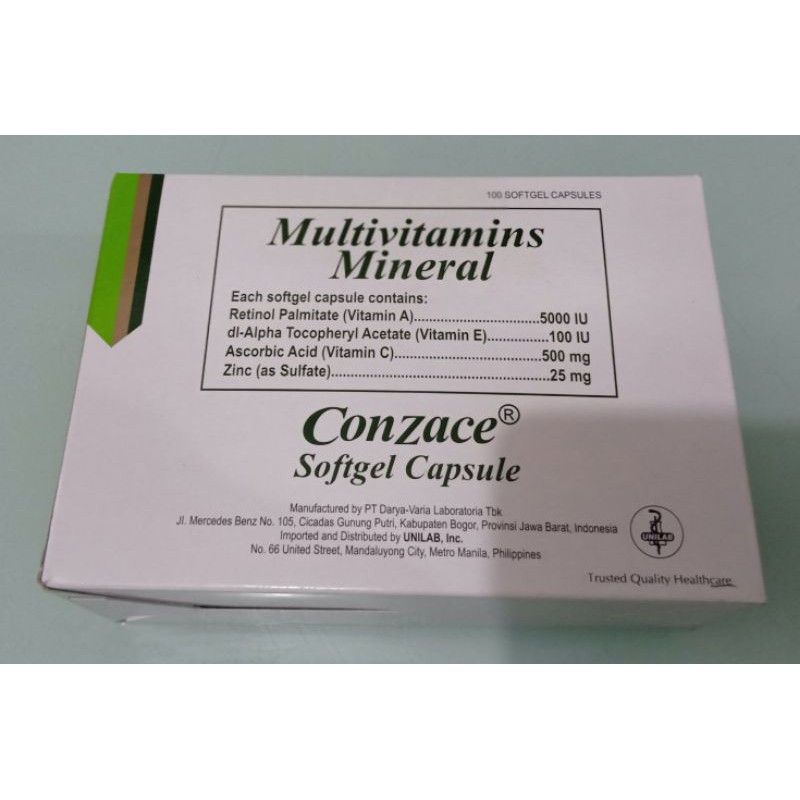 UNILAB Conzace Multivitamins(Vit. C,E,A) with zinc 100s immunpro + vit