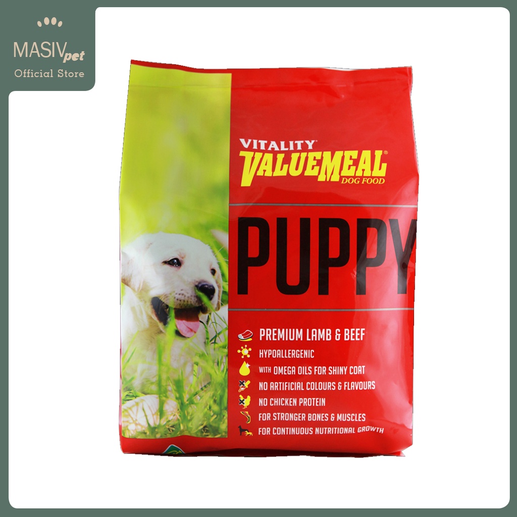 Vitality ValueMeal Puppy Dog Dry Food 3kg Canine Kibbles Pellets