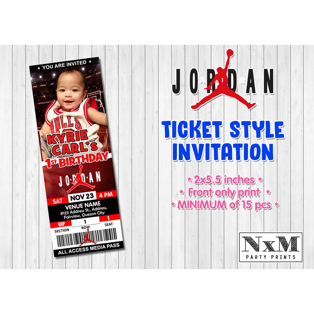 JORDAN Ticket Style Invitation Card Shopee Philippines