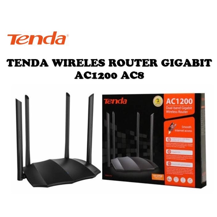 TENDA Tent ROUTER | Ac8 AC1200 DUAL DUAL BAND GIGABIT WIFI ROUTER ...