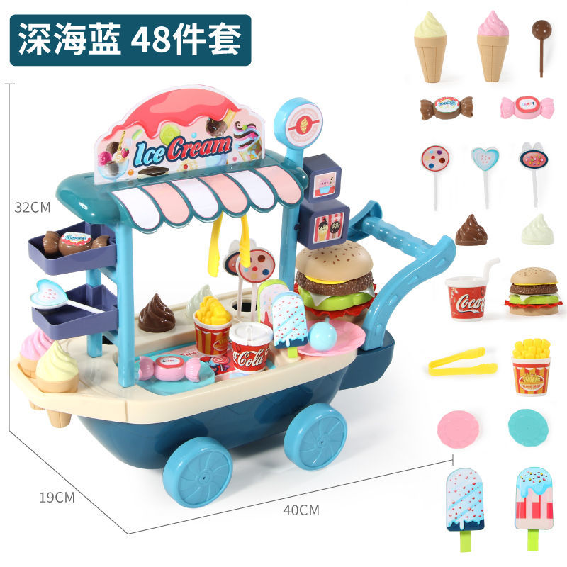 Ice Cream Cart Shop Toys Pretend Play Set Kids Cake Food Shopee