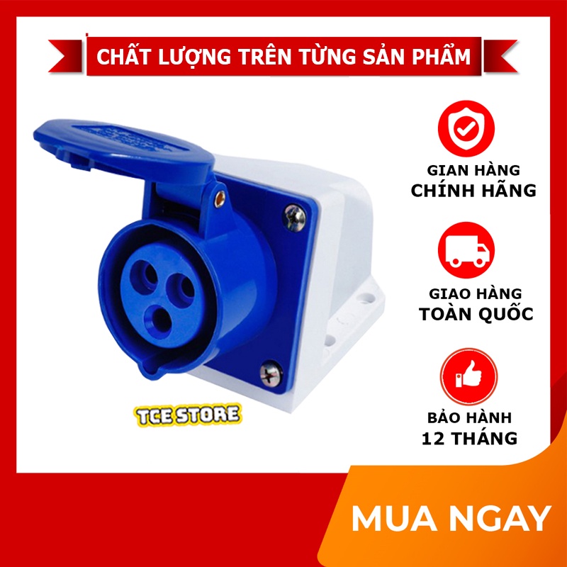 Industrial socket, 16A 3-prong floating wall-mounted single-phase ...