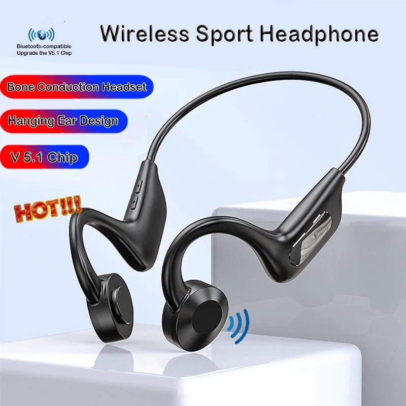 Bluetooth Headset Insertable Memory Card Bone Conduction Headphone  Waterproof Sport Wireless Earphone with Mic