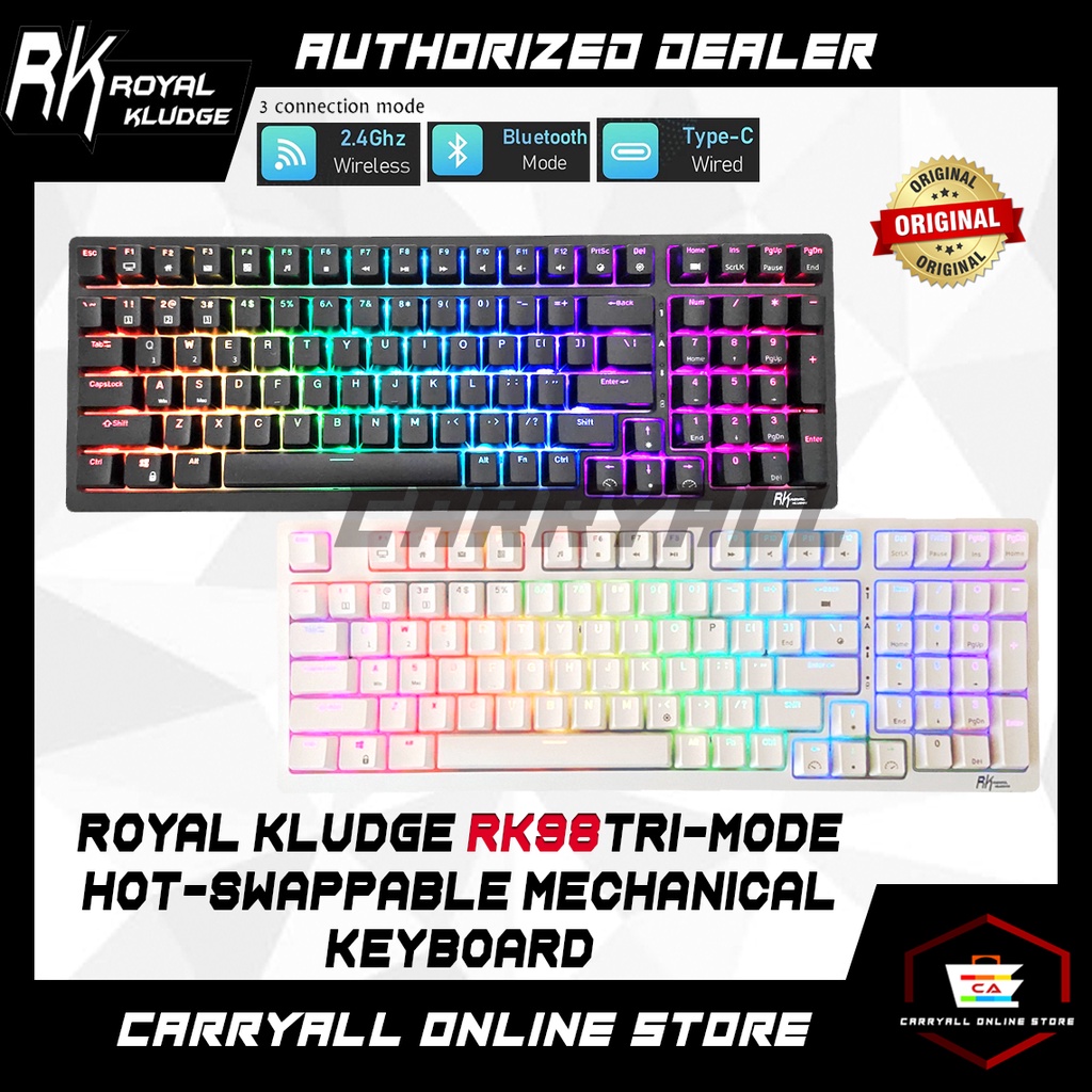 Royal Kludge RK98 Wireless Bluetooth Tri-Mode Mechanical Gaming ...