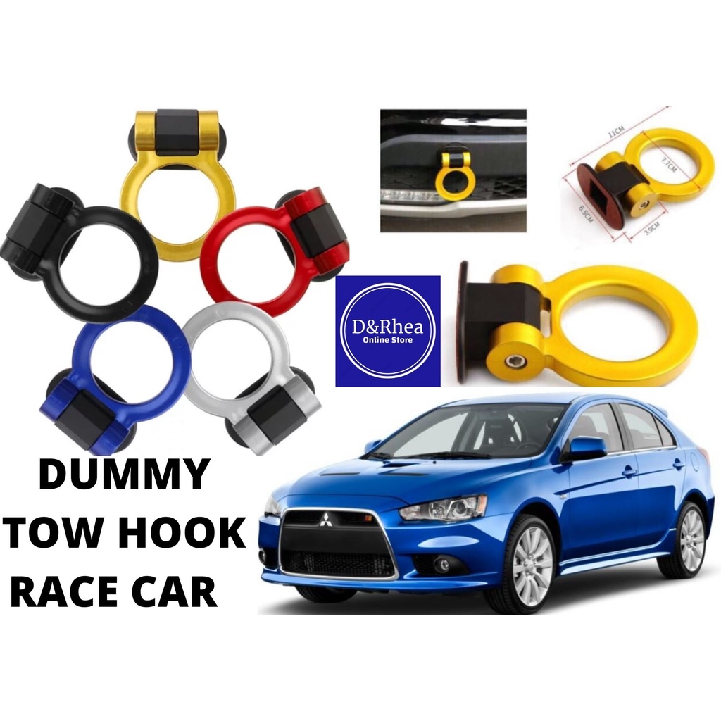 JDM Red Track Sport Style Plastic Tape Tow Hook Ring Decor For Mitsubishi  Lancer