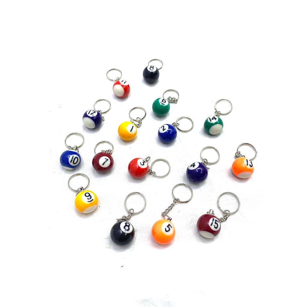4 PCS ONLY 1 INCH BILLIARD BALL KEYCHAIN / BILLIARDS ACCESSORIES (NO TO