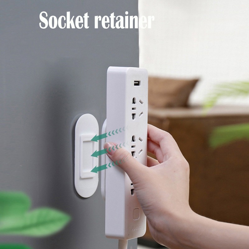 Removable Non-Marking Wall-Mounted Row Plug Holder Fixed Socket Storage ...