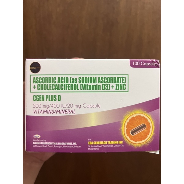 CGEN PLUS D, SODIUM ASCORBATE VITAMIN D3 AND ZINC Shopee Philippines