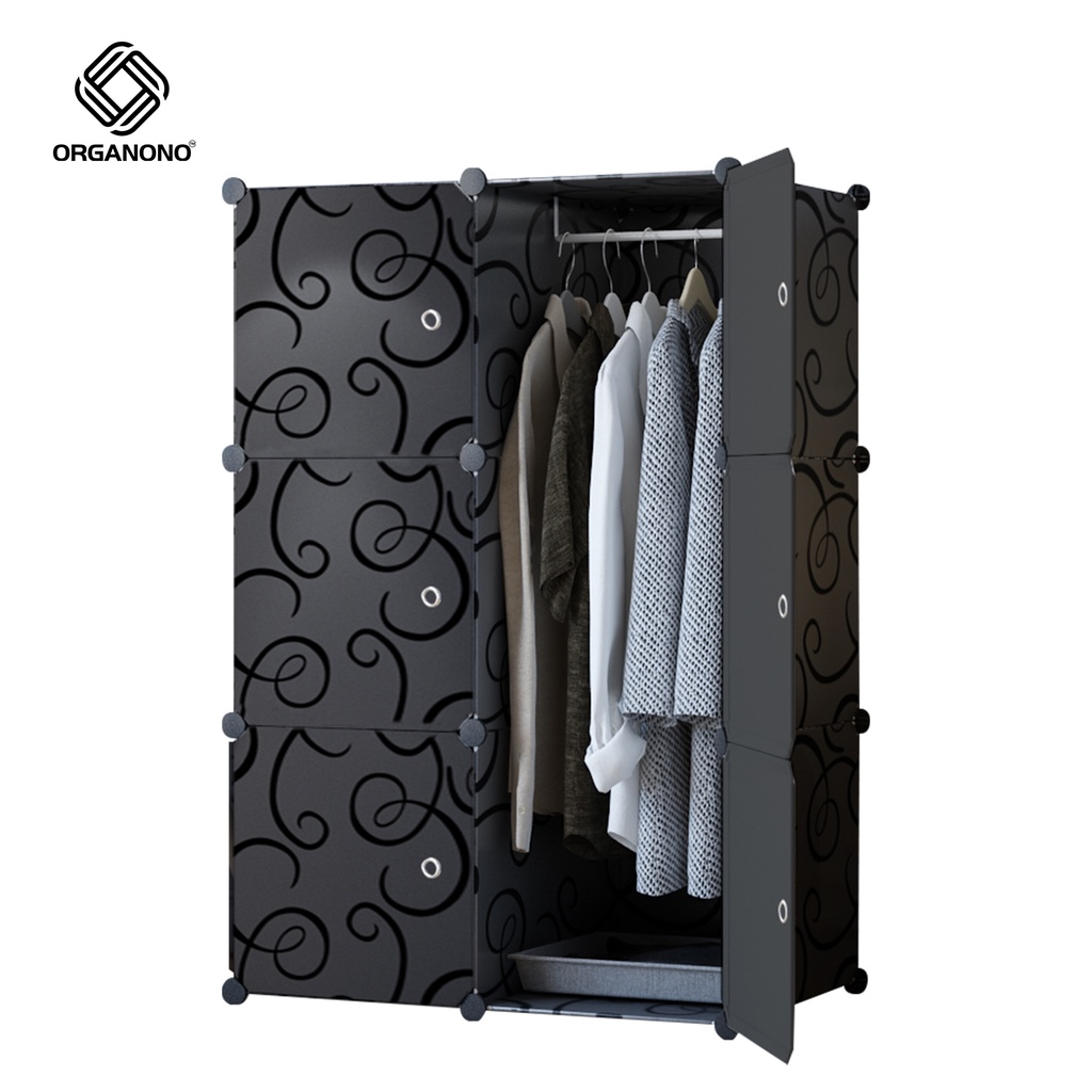 Organono DIY 6-8 Doors ALL BLACK Wardrobe Stackable Customizable ...