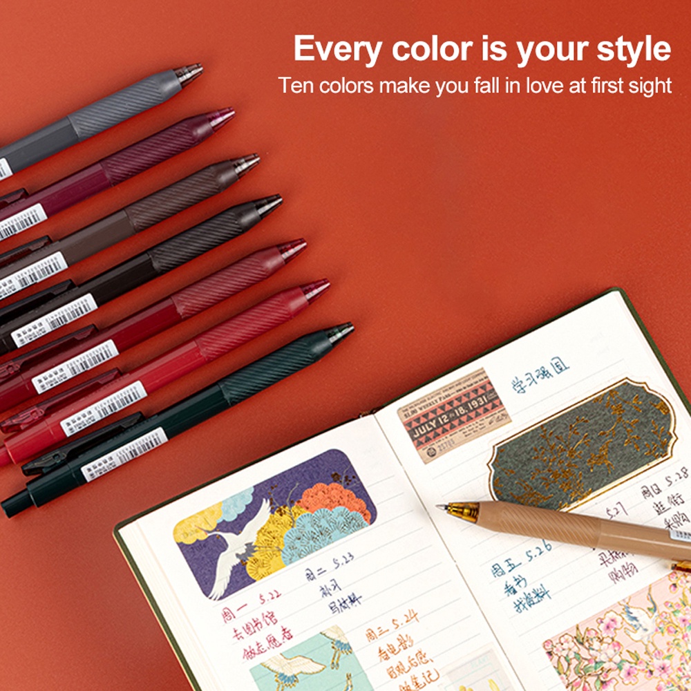 Deli 6 Colors Gel Pen 0.5mm Sign Pen Student Writing Stationery School ...