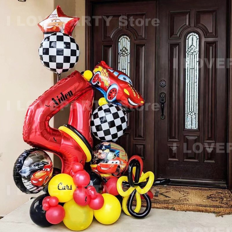 34pcs Disney Cars Series Balloons Set Lightning McQueen Foil Balloon ...