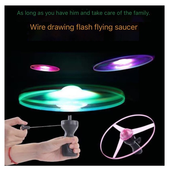 Pull string flying saucer flying flashing flying disk children's