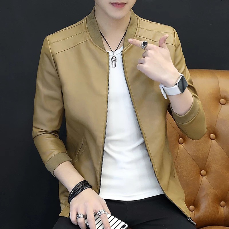 Korean men’s class leather jacket #5 | Shopee Philippines