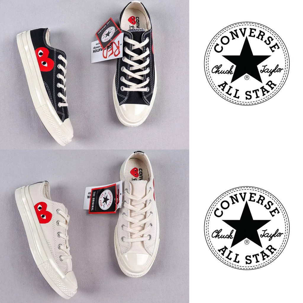 CDG PLAY x Converse Classics Original Authentic Canvas Shoes Shoelace Student Sneaker Rubber Sole Unisex Give away socks