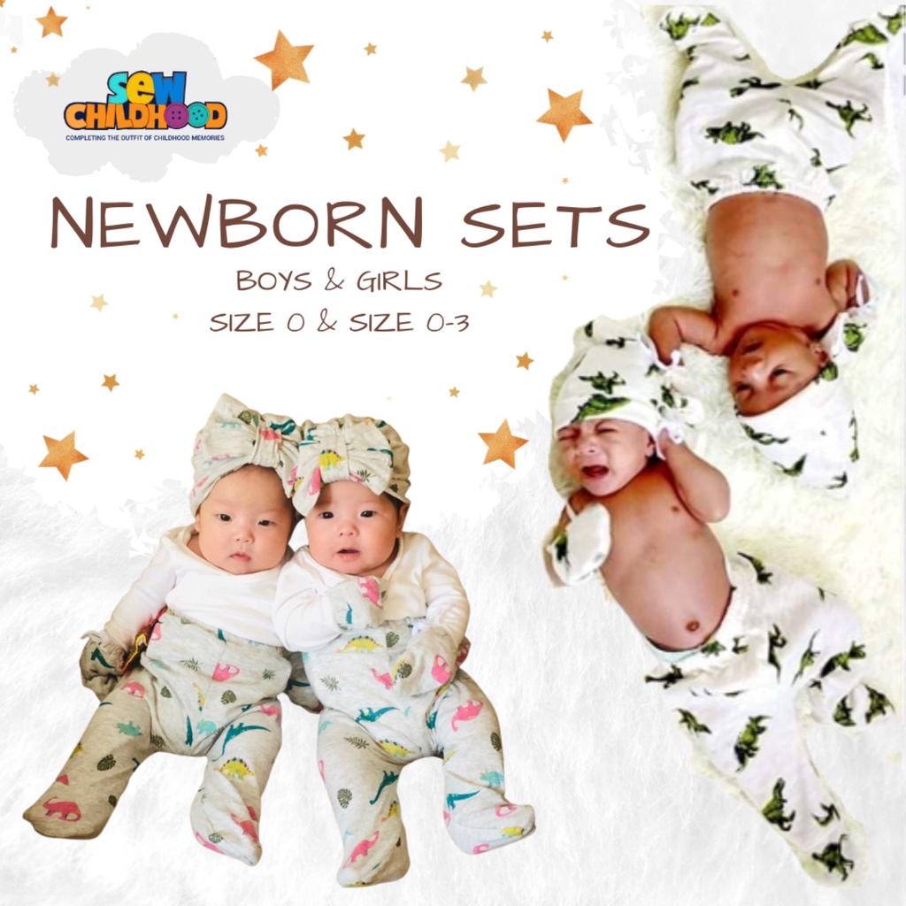 New Born Sets (Footie Pants, Mittens and Beanie Knots) Shopee Philippines
