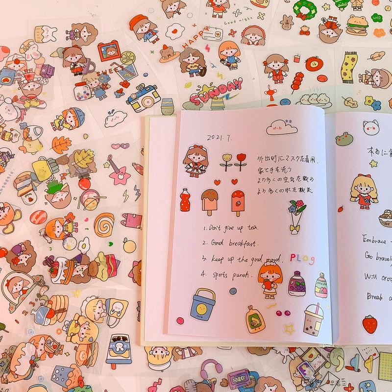 25Sheets/Set Cute Stickers Waterproof Sticker Handbook Diary Sticker ...