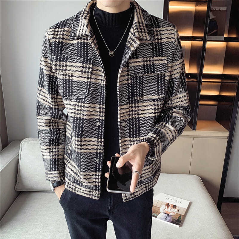 Men's plaid hot sale winter coat