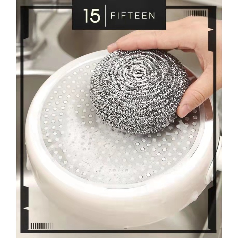 15 SHOP Stainless Steel Dishwashing Wire sponge Pans Coir sponge